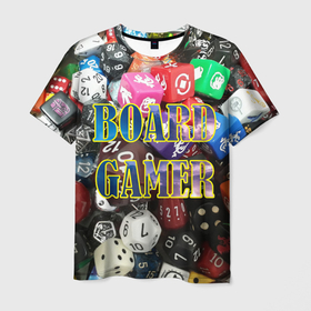Мужская футболка 3D с принтом Board Gamer | Настольщик , 100% полиэфир | прямой крой, круглый вырез горловины, длина до линии бедер | board gamer | board games | games | игры | кубики | настольные игры | настольщик