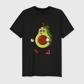 Мужская футболка хлопок Slim с принтом Авокадо поет в Екатеринбурге, 92% хлопок, 8% лайкра | приталенный силуэт, круглый вырез ворота, длина до линии бедра, короткий рукав | avocado | cute | fruit | авокадо | милый | музыка | фрукт