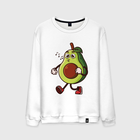 Мужской свитшот хлопок с принтом Авокадо поет в Екатеринбурге, 100% хлопок |  | avocado | cute | fruit | авокадо | милый | музыка | фрукт