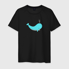 Мужская футболка хлопок с принтом Кит в Тюмени, 100% хлопок | прямой крой, круглый вырез горловины, длина до линии бедер, слегка спущенное плечо. | Тематика изображения на принте: бирюзовый | кашалот | кит | млекопитающие | море | океан