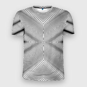 Мужская футболка 3D спортивная с принтом Линии иллюзия в Петрозаводске, 100% полиэстер с улучшенными характеристиками | приталенный силуэт, круглая горловина, широкие плечи, сужается к линии бедра | psychedelic | абстрактные | абстракция | иллюзия | линии | обман | психоделика | психоделический