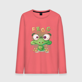 Мужской лонгслив хлопок с принтом Funny frog в Тюмени, 100% хлопок |  | cute | frog | funny | лягух | лягушенок | лягушка | милый