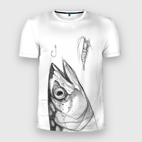 Мужская футболка 3D Slim с принтом рыбка в Кировске, 100% полиэстер с улучшенными характеристиками | приталенный силуэт, круглая горловина, широкие плечи, сужается к линии бедра | ocean | sea | sea animal | графика | лосось | море | океан | рисунок рыбы | рыба | рыбалка | селедка | форель