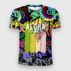 Мужская футболка 3D спортивная с принтом АЛОХА ГАВАЙИ | ALOHA HAWAII в Екатеринбурге, 100% полиэстер с улучшенными характеристиками | приталенный силуэт, круглая горловина, широкие плечи, сужается к линии бедра | aloha | hawaii | гаваи | гаваии | гавайи | доски | лето | море | паттерн | серфинг | текстура | цветы