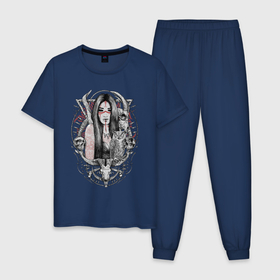 Мужская пижама хлопок с принтом Capricornus в Тюмени, 100% хлопок | брюки и футболка прямого кроя, без карманов, на брюках мягкая резинка на поясе и по низу штанин
 | гороскоп | девушка | козерог | сова | череп