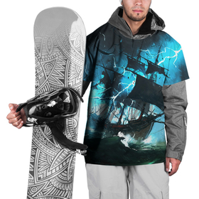 Накидка на куртку 3D с принтом Летучий голландец в Тюмени, 100% полиэстер |  | Тематика изображения на принте: корабль | летучий голландец | море | парусник | пиратский | старинный