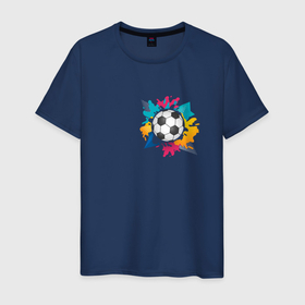 Мужская футболка хлопок с принтом Abstrct ball в Тюмени, 100% хлопок | прямой крой, круглый вырез горловины, длина до линии бедер, слегка спущенное плечо. | abstraction | ball | football | игра | мяч | футбол