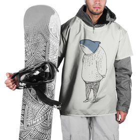 Накидка на куртку 3D с принтом акула в свитере в Екатеринбурге, 100% полиэстер |  | ocean | sea | sea animal | акула | арт | графика | море | океан | рисунок | свитер