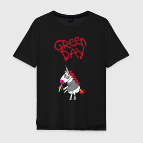 Мужская футболка хлопок Oversize с принтом Green Day Unicorn , 100% хлопок | свободный крой, круглый ворот, “спинка” длиннее передней части | billie joe armstrong | green day | punk | rock | unicorn | билли джо | грин дей | панк | рок