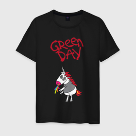 Мужская футболка хлопок с принтом Green Day Unicorn , 100% хлопок | прямой крой, круглый вырез горловины, длина до линии бедер, слегка спущенное плечо. | billie joe armstrong | green day | punk | rock | unicorn | билли джо | грин дей | панк | рок