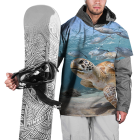 Накидка на куртку 3D с принтом Морская черепаха в Новосибирске, 100% полиэстер |  | море | морская | океан | подводный мир | рыбы | черепаха