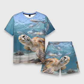 Мужской костюм с шортами 3D с принтом Морская черепаха в Санкт-Петербурге,  |  | море | морская | океан | подводный мир | рыбы | черепаха