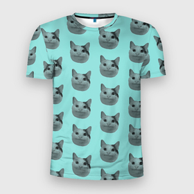 Мужская футболка 3D спортивная с принтом ШТОШ в Санкт-Петербурге, 100% полиэстер с улучшенными характеристиками | приталенный силуэт, круглая горловина, широкие плечи, сужается к линии бедра | Тематика изображения на принте: кот | меме | прикол | штош | юмор