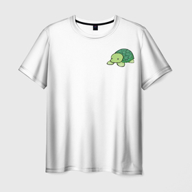 Мужская футболка 3D с принтом черепашка , 100% полиэфир | прямой крой, круглый вырез горловины, длина до линии бедер | Тематика изображения на принте: маленькая черепашка | морское животное | черепаха | черепаха на белом