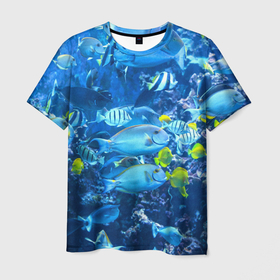 Мужская футболка 3D с принтом Коралловые рыбки , 100% полиэфир | прямой крой, круглый вырез горловины, длина до линии бедер | Тематика изображения на принте: коралловые | море | подводный мир | рыбки