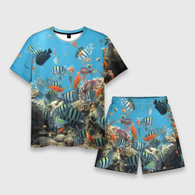 Мужской костюм с шортами 3D с принтом Коралловые рыбки в Петрозаводске,  |  | Тематика изображения на принте: коралловые | кораллы | море | подводный мир | рыбки