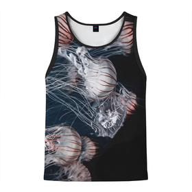 Мужская майка 3D с принтом Медузы , 100% полиэстер | круглая горловина, приталенный силуэт, длина до линии бедра. Пройма и горловина окантованы тонкой бейкой | глубина | медузы | море | морские обитатели | океан | подводный мир
