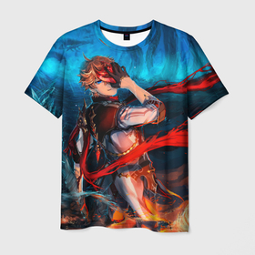 Мужская футболка 3D с принтом Tartaglia art в Санкт-Петербурге, 100% полиэфир | прямой крой, круглый вырез горловины, длина до линии бедер | art | fanart | game | genshin | impact | tartaglia | тарталья
