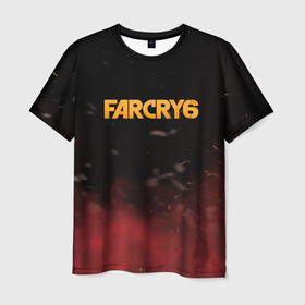 Мужская футболка 3D с принтом Far Cry 6 в Кировске, 100% полиэфир | прямой крой, круглый вырез горловины, длина до линии бедер | far cry 6 | дым | игра | лого | надпись | частицы