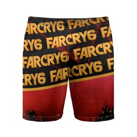 Мужские шорты спортивные с принтом Far Cry 6 в Кировске,  |  | far cry 6 | дым | игра | капли | лого | надпись | частицы