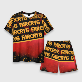 Мужской костюм с шортами 3D с принтом Far Cry 6 ,  |  | Тематика изображения на принте: far cry 6 | дым | игра | капли | лого | надпись | частицы
