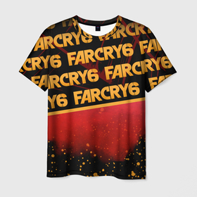Мужская футболка 3D с принтом Far Cry 6 в Кировске, 100% полиэфир | прямой крой, круглый вырез горловины, длина до линии бедер | far cry 6 | дым | игра | капли | лого | надпись | частицы