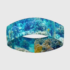 Повязка на голову 3D с принтом Риф в Кировске,  |  | коралловый риф | полосатые рыбы | риф | рыбы | сказочный риф