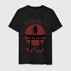 Мужская футболка хлопок с принтом Дух самурая в Петрозаводске, 100% хлопок | прямой крой, круглый вырез горловины, длина до линии бедер, слегка спущенное плечо. | Тематика изображения на принте: budo | bushido | demon | ghost of tsushima | japan style | katana | ninja | oni | samurai | будо | бусидо | гост тсусима | иероглифы | катана | ниндзя | они | призрак цусимы | самурай | тенгу | тэнгу | шиноби | япония | японский стиль