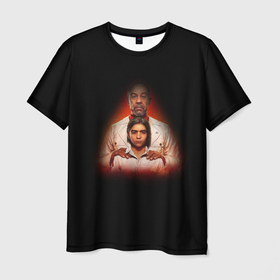 Мужская футболка 3D с принтом FaR CrY 6 Отец и сын в Тюмени, 100% полиэфир | прямой крой, круглый вырез горловины, длина до линии бедер | far cry | far cry 6 | game | игра | отец и сын | черный