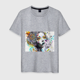 Мужская футболка хлопок с принтом Абстрактная в Санкт-Петербурге, 100% хлопок | прямой крой, круглый вырез горловины, длина до линии бедер, слегка спущенное плечо. | абстракция | девушка | яркая