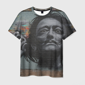 Мужская футболка 3D с принтом Сальвадор Дали в Курске, 100% полиэфир | прямой крой, круглый вырез горловины, длина до линии бедер | граффити | рисунок на стене | сальвадор