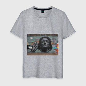 Мужская футболка хлопок с принтом Сальвадор Дали  в Екатеринбурге, 100% хлопок | прямой крой, круглый вырез горловины, длина до линии бедер, слегка спущенное плечо. | граффити | рисунок на стене | сальвадор
