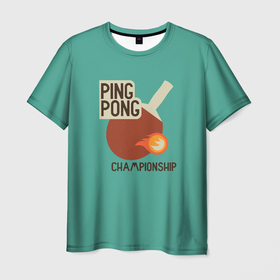 Мужская футболка 3D с принтом ping-pong в Петрозаводске, 100% полиэфир | прямой крой, круглый вырез горловины, длина до линии бедер | ping pong | sport | tennis | настольный теннис | пинг понг | ракетка | спорт | теннис