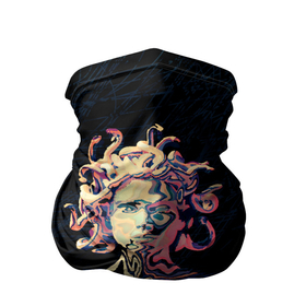 Бандана-труба 3D с принтом Горгона YES в Екатеринбурге, 100% полиэстер, ткань с особыми свойствами — Activecool | плотность 150‒180 г/м2; хорошо тянется, но сохраняет форму | бог | греция | змея | история | камень | медуза | миф | мифология | рим | статуя