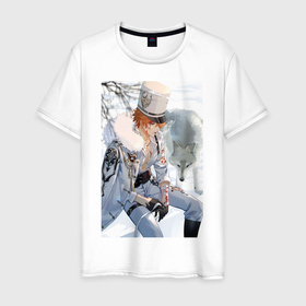 Мужская футболка хлопок с принтом Tartaglia в Белгороде, 100% хлопок | прямой крой, круглый вырез горловины, длина до линии бедер, слегка спущенное плечо. | art | fanart | game | genshin | impact | tartaglia | арт | тарталья | фан