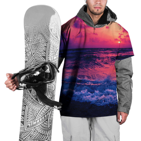 Накидка на куртку 3D с принтом Закат на берегу в Петрозаводске, 100% полиэстер |  | Тематика изображения на принте: берег | волны | закат | море | пляж