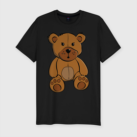 Мужская футболка хлопок Slim с принтом Плюшевый медведь в Тюмени, 92% хлопок, 8% лайкра | приталенный силуэт, круглый вырез ворота, длина до линии бедра, короткий рукав | животные | звери | медведи | плюшевый | природа