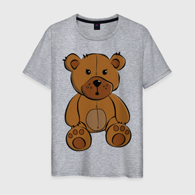 Мужская футболка хлопок с принтом Плюшевый медведь в Санкт-Петербурге, 100% хлопок | прямой крой, круглый вырез горловины, длина до линии бедер, слегка спущенное плечо. | животные | звери | медведи | плюшевый | природа