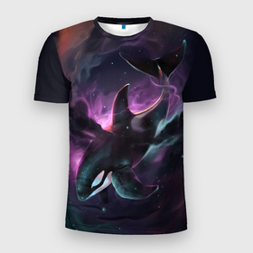 Мужская футболка 3D спортивная с принтом касатка , 100% полиэстер с улучшенными характеристиками | приталенный силуэт, круглая горловина, широкие плечи, сужается к линии бедра | orca | sea | sea animal | дельфин | касатка | кит | космос | море | океан | рисунок кита