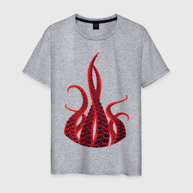 Мужская футболка хлопок с принтом Octopus Осьминог в Новосибирске, 100% хлопок | прямой крой, круглый вырез горловины, длина до линии бедер, слегка спущенное плечо. | animal | beast | kraken | ocean | octopus | sea | ship | water | вода | животные | звери | кракен | море | океан | осьминог | рыбы | щупальца