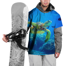 Накидка на куртку 3D с принтом Морская черепаха в Петрозаводске, 100% полиэстер |  | Тематика изображения на принте: морская черепаха | океан | подводный мир | черепаха