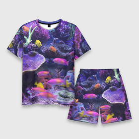 Мужской костюм с шортами 3D с принтом Коралловые рыбки ,  |  | дно морское | коралловые | кораллы | море | подводный мир | рыбки