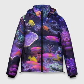 Мужская зимняя куртка 3D с принтом Коралловые рыбки в Курске, верх — 100% полиэстер; подкладка — 100% полиэстер; утеплитель — 100% полиэстер | длина ниже бедра, свободный силуэт Оверсайз. Есть воротник-стойка, отстегивающийся капюшон и ветрозащитная планка. 

Боковые карманы с листочкой на кнопках и внутренний карман на молнии. | дно морское | коралловые | кораллы | море | подводный мир | рыбки