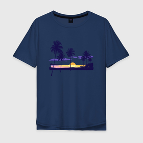 Мужская футболка хлопок Oversize с принтом ПАЛЬМЫ , 100% хлопок | свободный крой, круглый ворот, “спинка” длиннее передней части | beach | ocean | palm trees | sea | summer | sun | sunset | vacation | закат | лето | море | океан | отдых | отпуск | пальмы | пляж | солнце