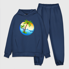 Мужской костюм хлопок OVERSIZE с принтом palm beach в Белгороде,  |  | beach | ocean | palm trees | sea | summer | sun | sunset | vacation | закат | лето | море | океан | отдых | отпуск | пальмы | пляж | солнце