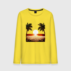 Мужской лонгслив хлопок с принтом beach , 100% хлопок |  | beach | ocean | palm trees | sea | summer | sun | sunset | vacation | закат | лето | море | океан | отдых | отпуск | пальмы | песок | пляж | солнце