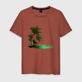 Мужская футболка хлопок с принтом Сёрфинг , 100% хлопок | прямой крой, круглый вырез горловины, длина до линии бедер, слегка спущенное плечо. | beach | ocean | palm trees | sea | summer | sun | sunset | vacation | закат | лето | море | океан | отдых | отпуск | пальмы | песок | пляж | сёрфинг | солнце
