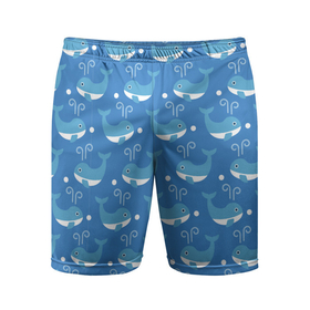 Мужские шорты спортивные с принтом Киты паттерн ,  |  | whale | бесшовный | кит | киты | море | океан | паттерн