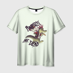 Мужская футболка 3D с принтом Крокодил панк в Белгороде, 100% полиэфир | прямой крой, круглый вырез горловины, длина до линии бедер | punks not dead | гитара | крокодил | музыка | панк | панкс нот дед | рок | рокер