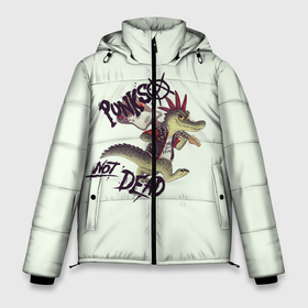 Мужская зимняя куртка 3D с принтом Крокодил панк в Рязани, верх — 100% полиэстер; подкладка — 100% полиэстер; утеплитель — 100% полиэстер | длина ниже бедра, свободный силуэт Оверсайз. Есть воротник-стойка, отстегивающийся капюшон и ветрозащитная планка. 

Боковые карманы с листочкой на кнопках и внутренний карман на молнии. | punks not dead | гитара | крокодил | музыка | панк | панкс нот дед | рок | рокер